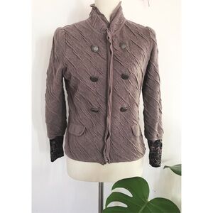 Classique Entier Ruffle Paisley Knit Moto Jacket​​​​
